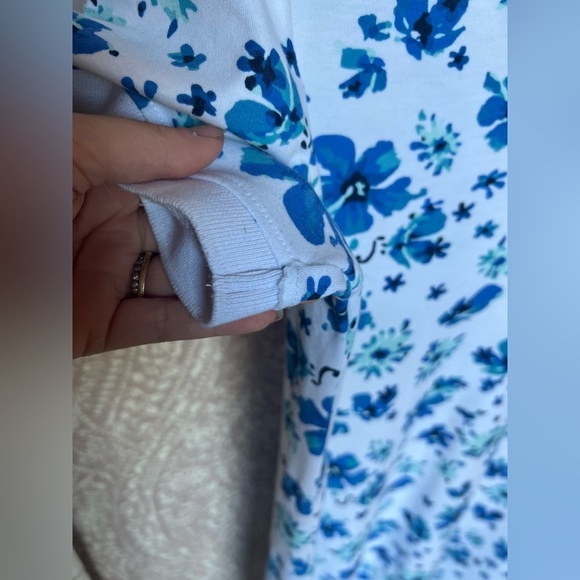 Vintage 1980 Koret Blue White Floral Collared Shirt Dress - Picture 4 of 6